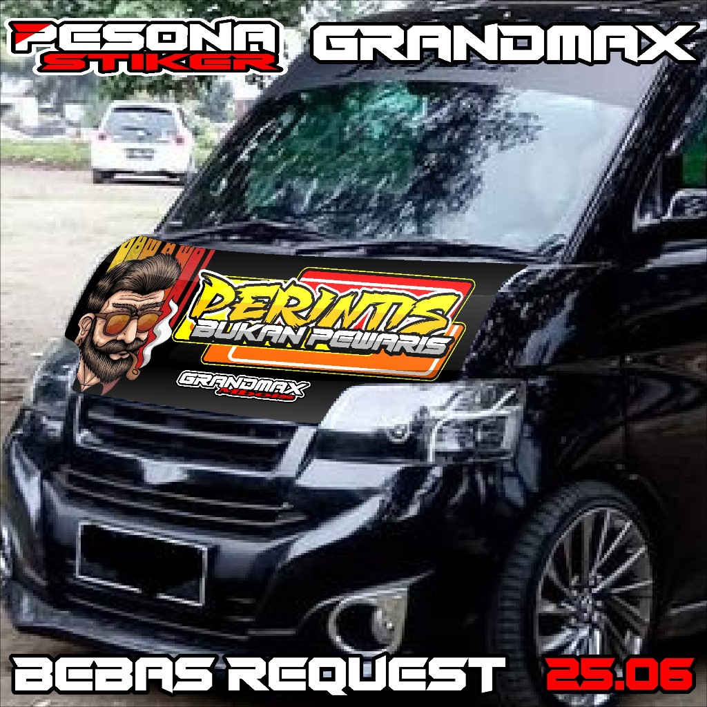 stiker decal kabin depan grandmax stiker dekal kap mesin grandmax bebas custom kd25.06
