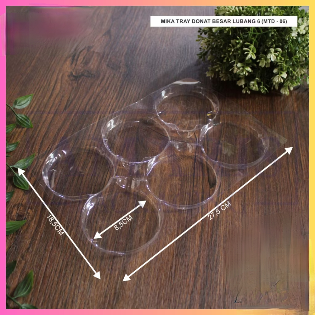 Mika plastik alas donat donut tray bening lubang 6 isi 25pcs per pack MTD-6 MTD6 MTD 6 tray donut cl