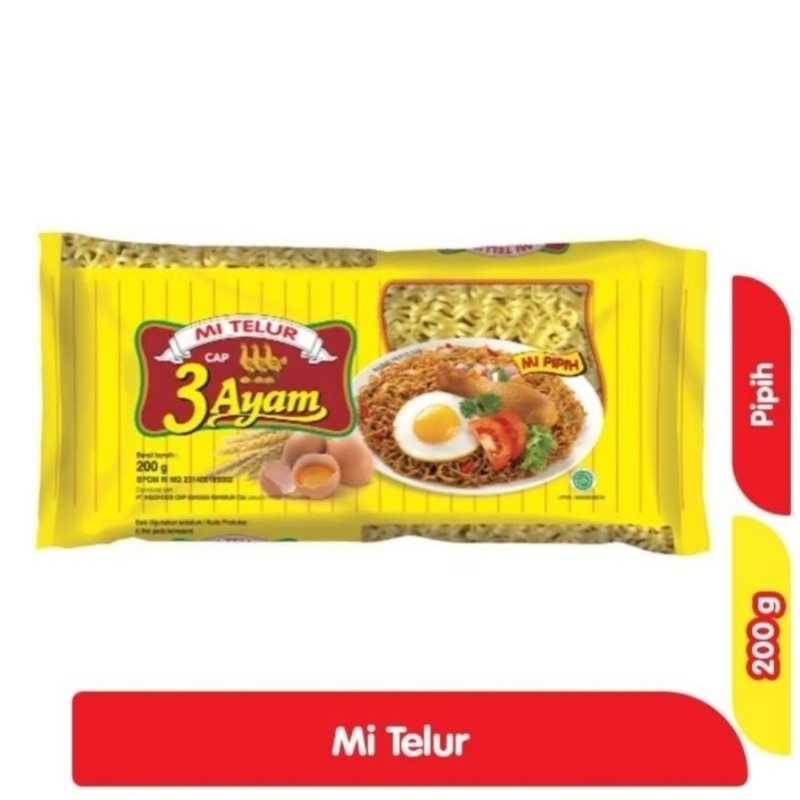 

MIE TELUR CAP 3 AYAM DUS (20×200GR)
