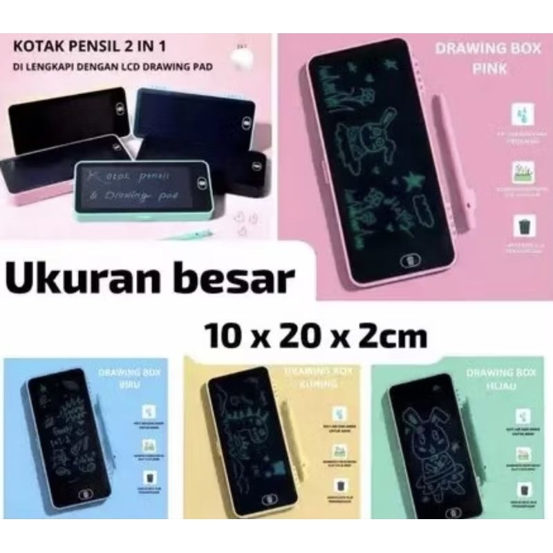 

Kotak pensil case besar LCD writting drawing box case ukuran besar pencil drawing pad edukasi 2in1