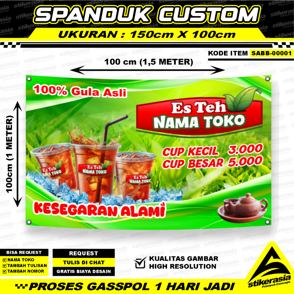 CETAK SPANDUK CUSTOM ES TEH CETAK BANNER ESTEH POCI MINUMAN TEA SPANDUK TEA SPANDUK MINUMAN THAITEA 