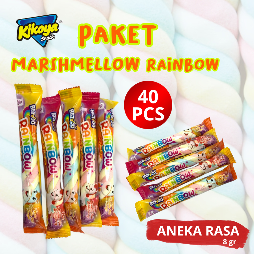 

PAKET MARSHMELLOW RAINBOW 40PCS ANEKA RASA BUAH BUAHAN TERBARU BERAT 8g warna warni