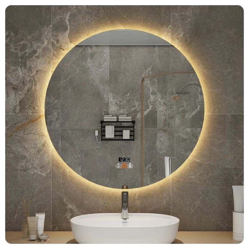 Cermin Bulat Lampu Touchscreen Saklar Sentuh Bulat Mirror Cermin Led Lampu Cermin Rias Dinding