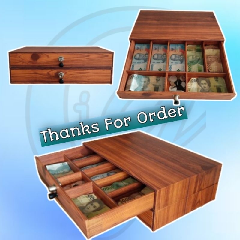 laci kasir 8 sekat motif kayu