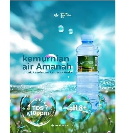 

Air Minum Amanah PH8+ TDS 10 ppm Kemasan botol 500ml 1 dus isi 28 botol khusus Yogyakarta