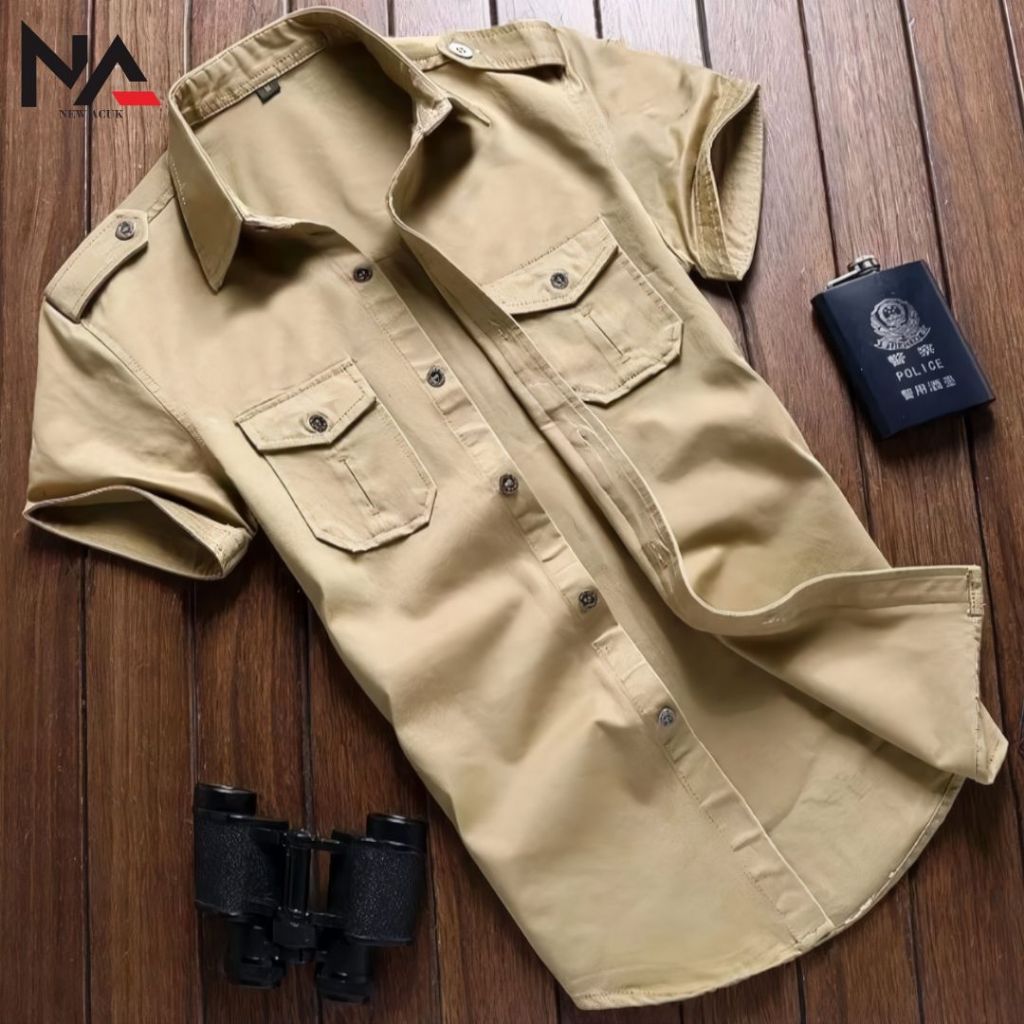 Baju Tactical Cream / Kemeja Tactical / Kemeja Tactical Pria / Kemeja Tactical Lengan Pendek / Kemej