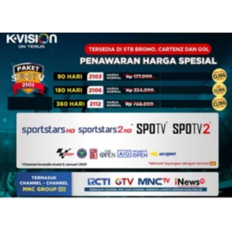KVISION PAKET TIMNAS INDONESIA SPOTV GB03