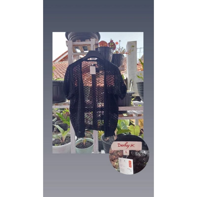 outer rajut wanita derhy hitam