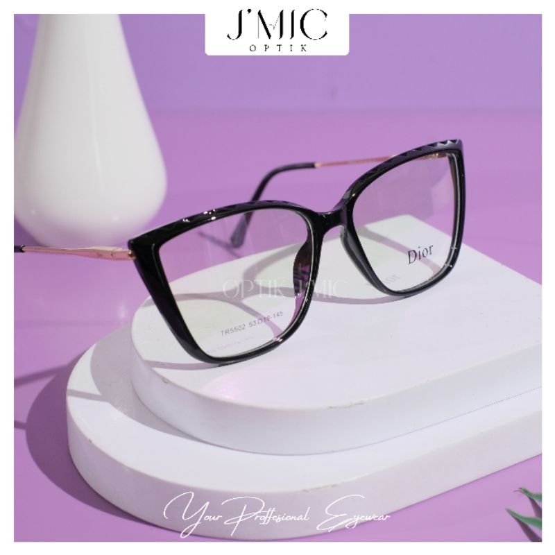 [OPTIK J'MIC] Frame Kacamata Dior Cat Eye D01 Lensa Bluelight Photobluelight Photocromic Progresif M