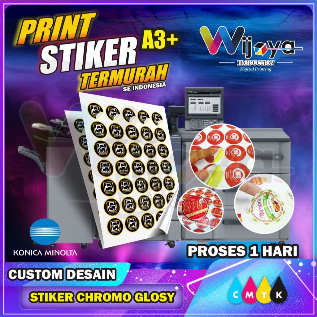 

Print Sticker Vinyl A3+, Cetak Cut Stiker Chromo (Tidak Tahan Air) Murah Bagus, Klaten