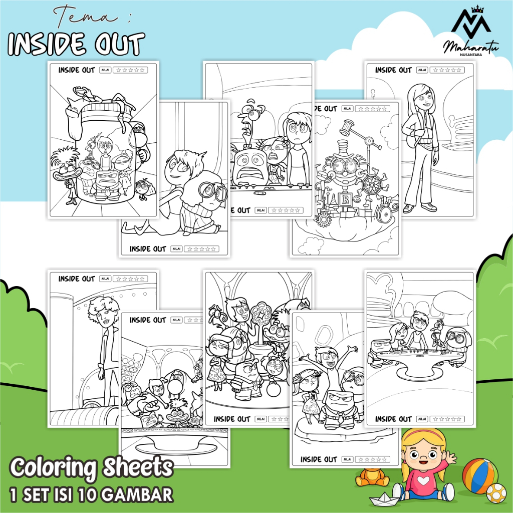 

KERTAS GAMBAR ANAK UKURAN A5 - LEMBAR MEWARNAI ANAK 1 SET ISI 10 LEMBAR GAMBAR - COLORING SHEETS FOR KIDS