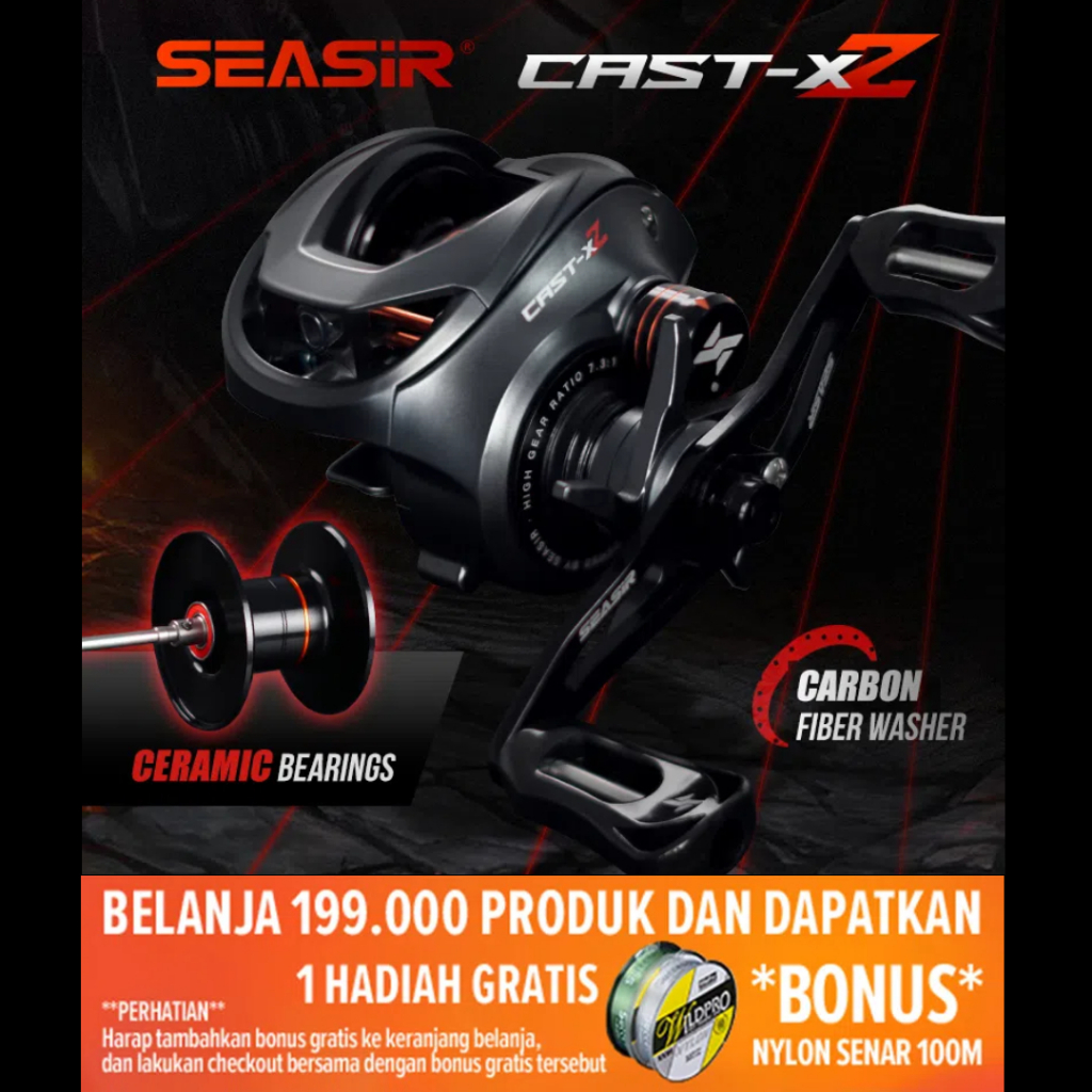[OFFICIAL] SEASIR CAST X2 Reel BC Baitcasting Reel Pancing, 1 Spool Aluminium, Ceramic Bearings 6+1B
