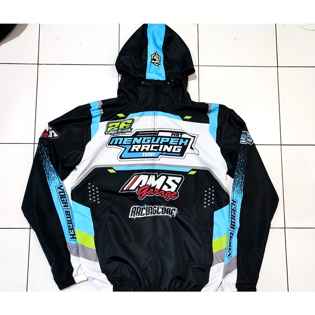 JAKET CUSTOM JAKET HOODIE RACING BAHAN PARASUT WATERPROOF FREE NAMA TEAM