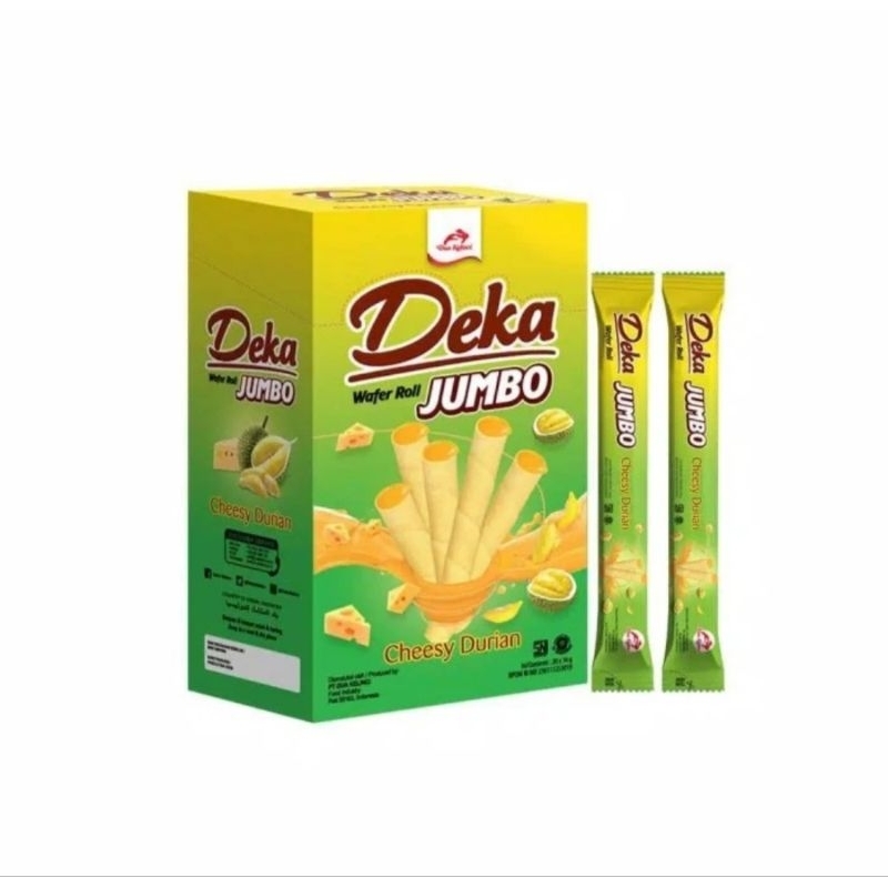 

1 Deka wafer roll jumbo cheesy durian 16 gram isi 6 pack,1 pack isi 24 pcs