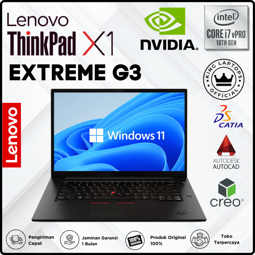 Lenovo Thinkpad X1 Extreme Gen 3 Core i7-10th RAM 32GB SSD 1TB GTX 1650Ti