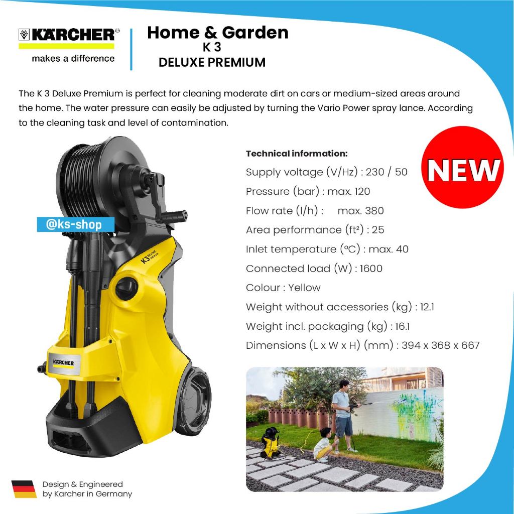 Karcher Pressure washer K 3 Deluxe Premium | K 3 Karcher New Arrival | Replaces from K 3 HR