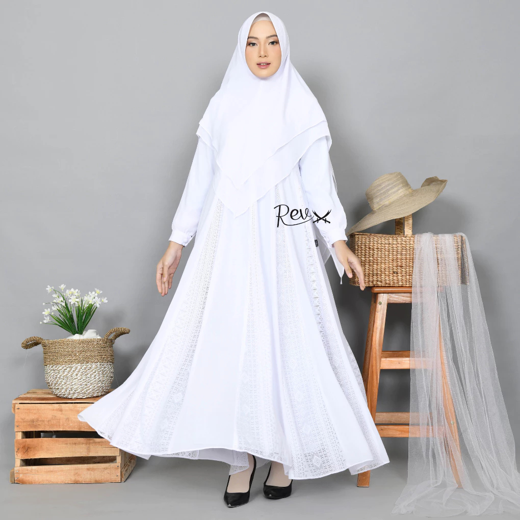 Gamis Putih Wanita Bahan Ceruti Babydoll – Cocok untuk Haji & Umroh, Busui Friendly