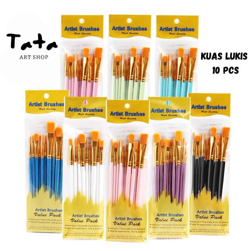 

Kuas Lukis 10 Pcs Mix / Kuas Luis Nilon / Nylon Brush