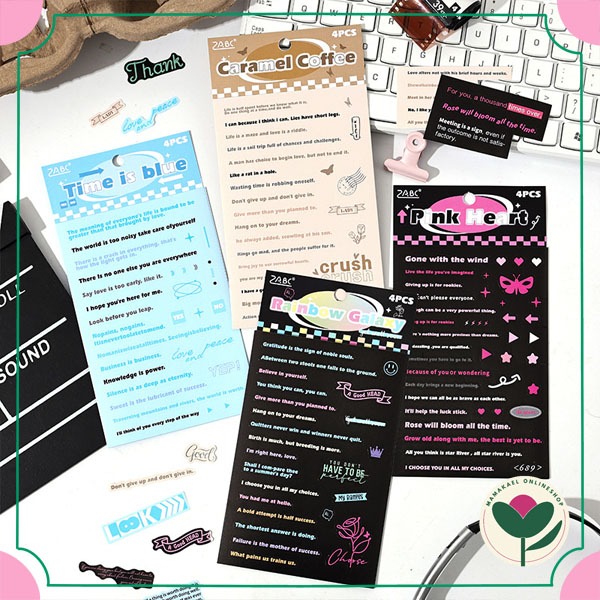 

1 set isi 4 lembar heart voice word stickers deco stiker quotes kata mutiara journaling scrapbook MK1967