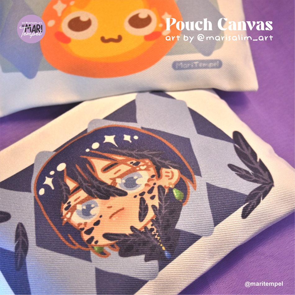 

Pouch Canvas Anime/Love and Deepspace/Genshin/Howls Moving Castle - Tempat Pensil dan Makeup by Mari Tempel