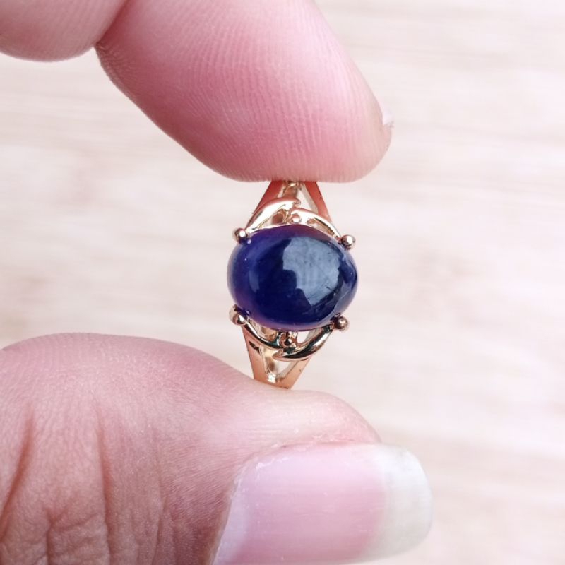 Cincin Wanita Batu Permata Natural Blue Sapphire Safir Africa 03
