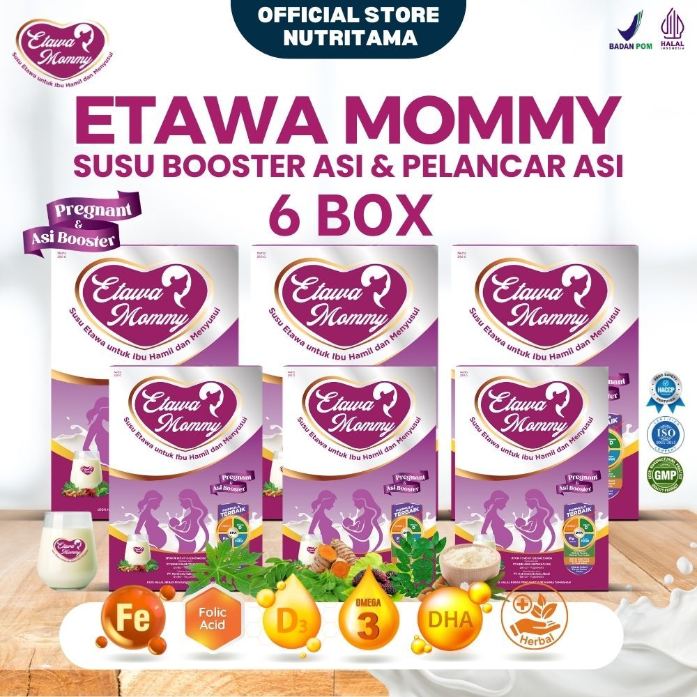

Etawamommy Booster ASI Untuk Susu Ibu Menyusui Anak paket 6 Box kemasan 250gram