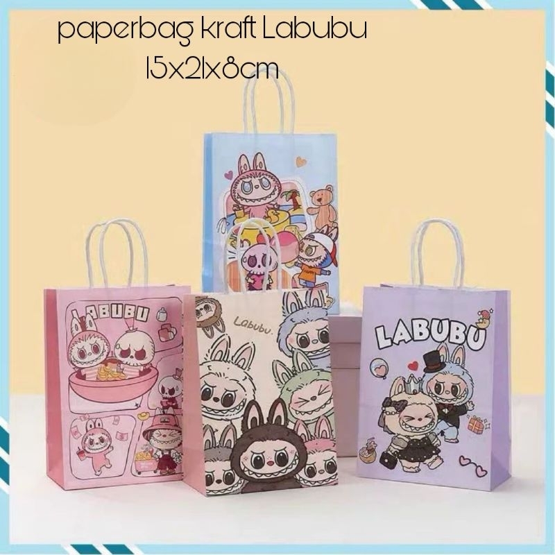 

Paper Bag Hadiah Kraft Viral Labubu ukuran 15x21cm