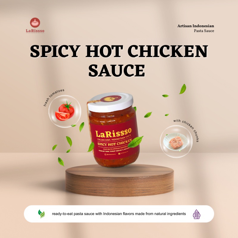 

Saus Pasta Spicy Hot Chicken LaRissso kemasan jar 250g