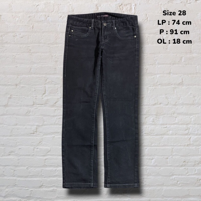 Size 28 Celana Panjang Longpants Jeans Nix Black Washed Straight fit Original Second Preloved #CJ790