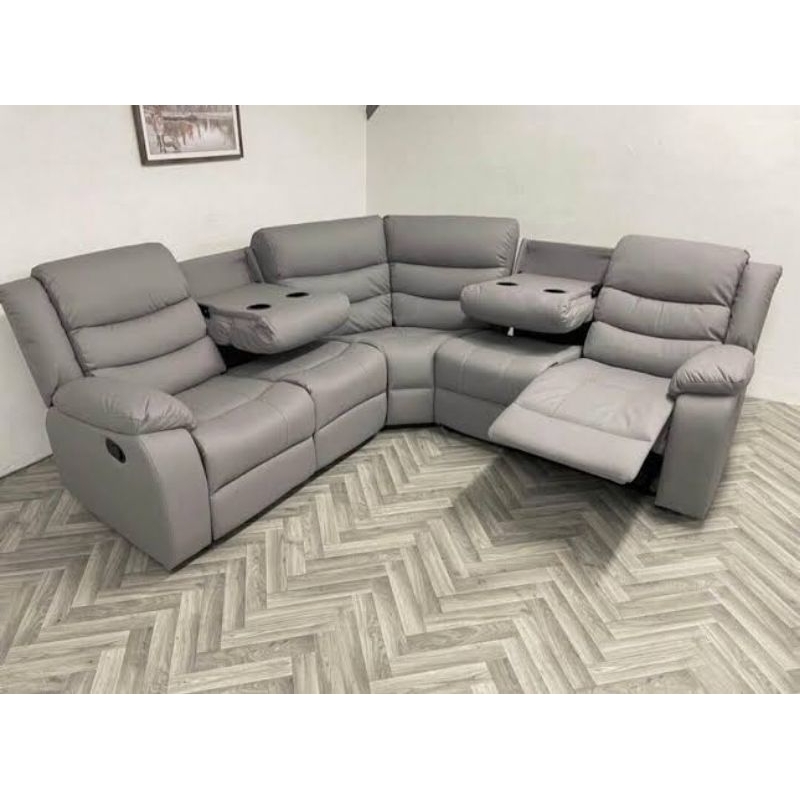 sofa rc Recliner sudut leter u kulit Suede impor