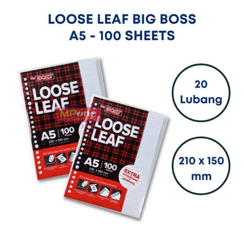 

Isi binder big boss loose leaf A5 dan B5 isi 50 Lembar
