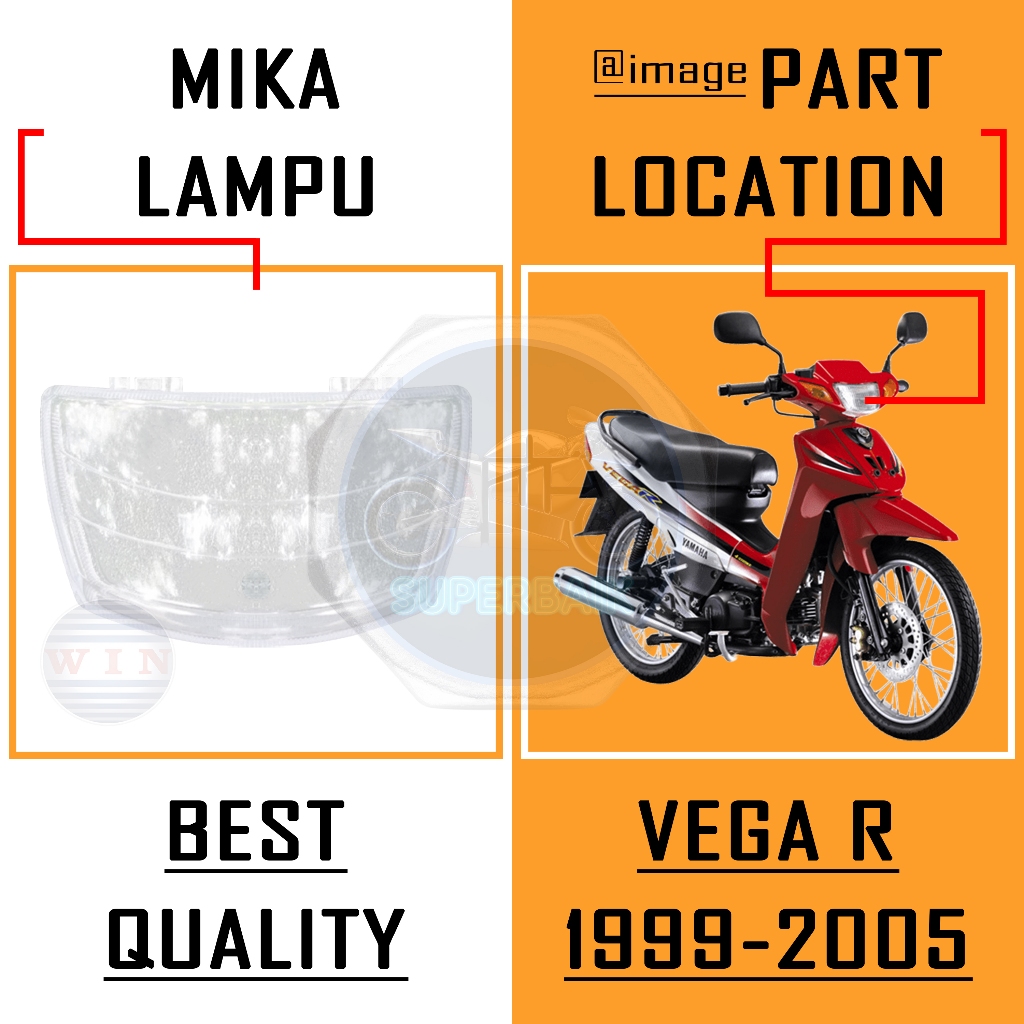 Mika Lampu Depan Vega R Lama Vega R 2004 Merk WIN / Mika Kaca Reflektor Vega R Original WIN