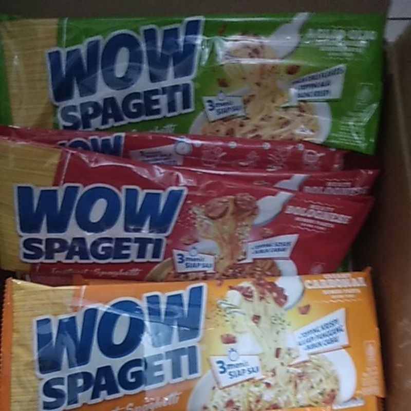 

Wow spageti instant spaghetti warna merah/hijo/kuning 1 dus isi 40 pcs