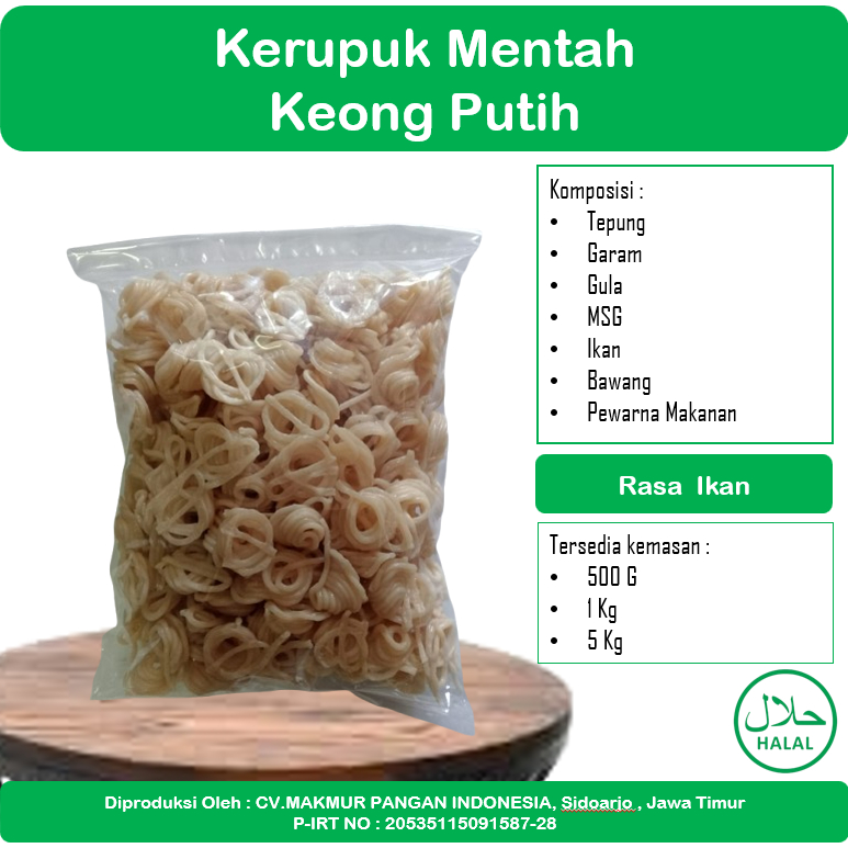 

KERUPUK KEONG PUTIH 5 kg / Ball MENTAH