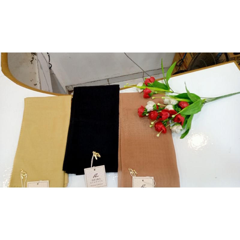 Azzara Paris sutra segiempat polos kerudung santai hijab terbaru hijab Buckle polos  polos