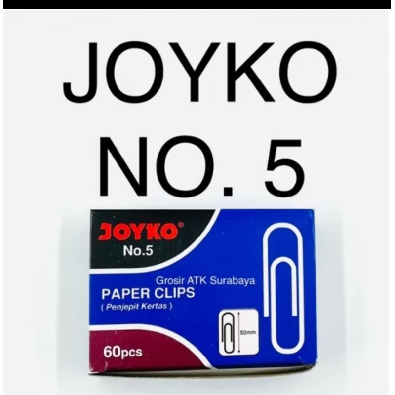 

PAPER CLIP NO.5 JOYKO ( harga 10 kotak kecil )
