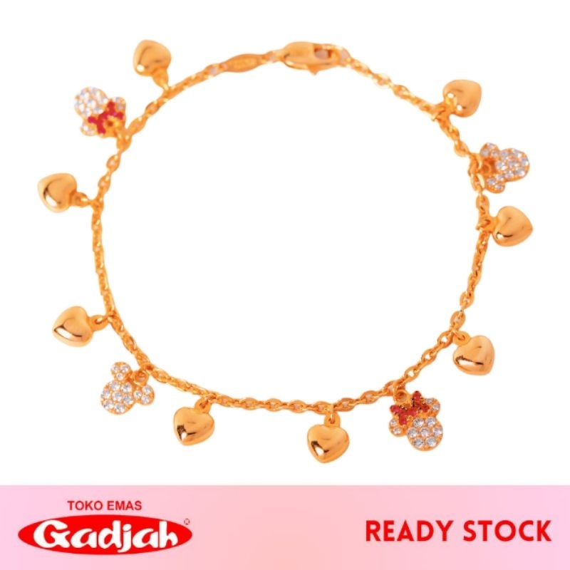 Gelang Emas Siem Mainan Rejeng Mickey & Minnie Mata Tabur Ft  Polos - Toko Emas Gadjah