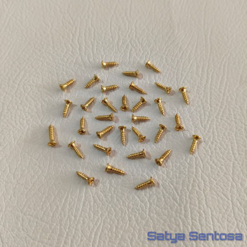 Sekrup / Skrup Mini Kecil Gold 3.5x8 mm (100 pcs)