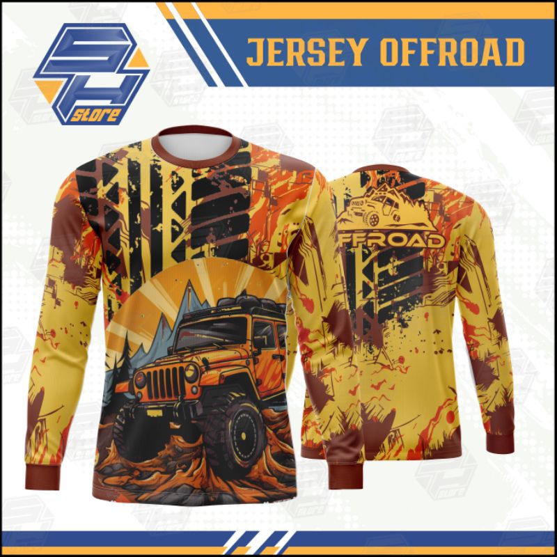 Jersey Mobil Offroad Ridge Blazer DRI-FIT Lengan panjang Kuning / Jersey offroad 4x4 / Baju offroad 