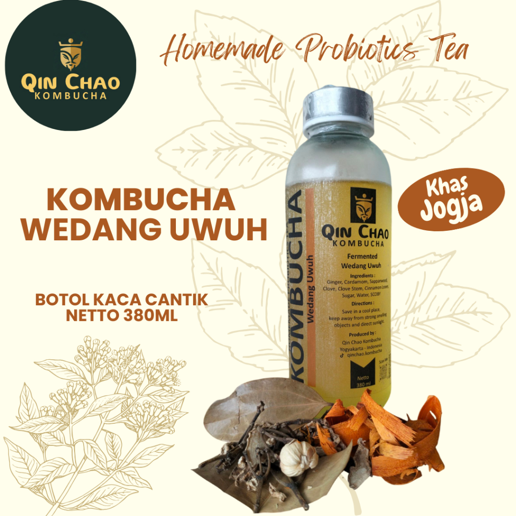 

Qin Chao Kombucha Wedang Uwuh - Kemasan Botol Kaca Cantik 380ml