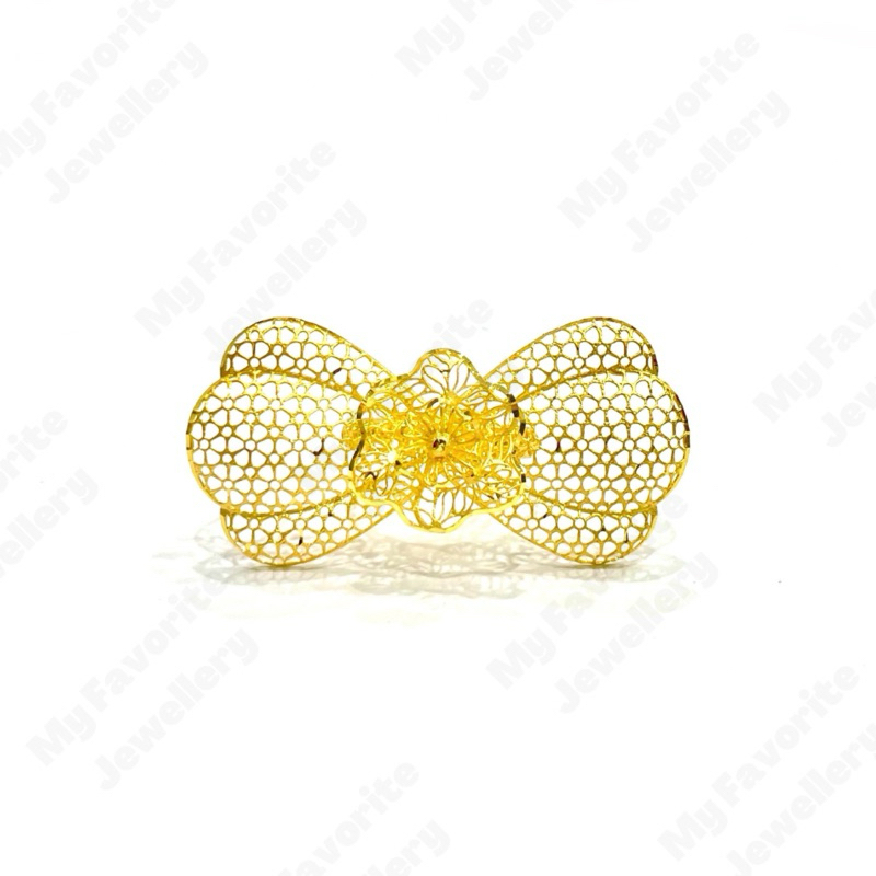 Cincin Emas Krawang Adjustable Bunga Pita EMAS ASLI Kadar 700 16K