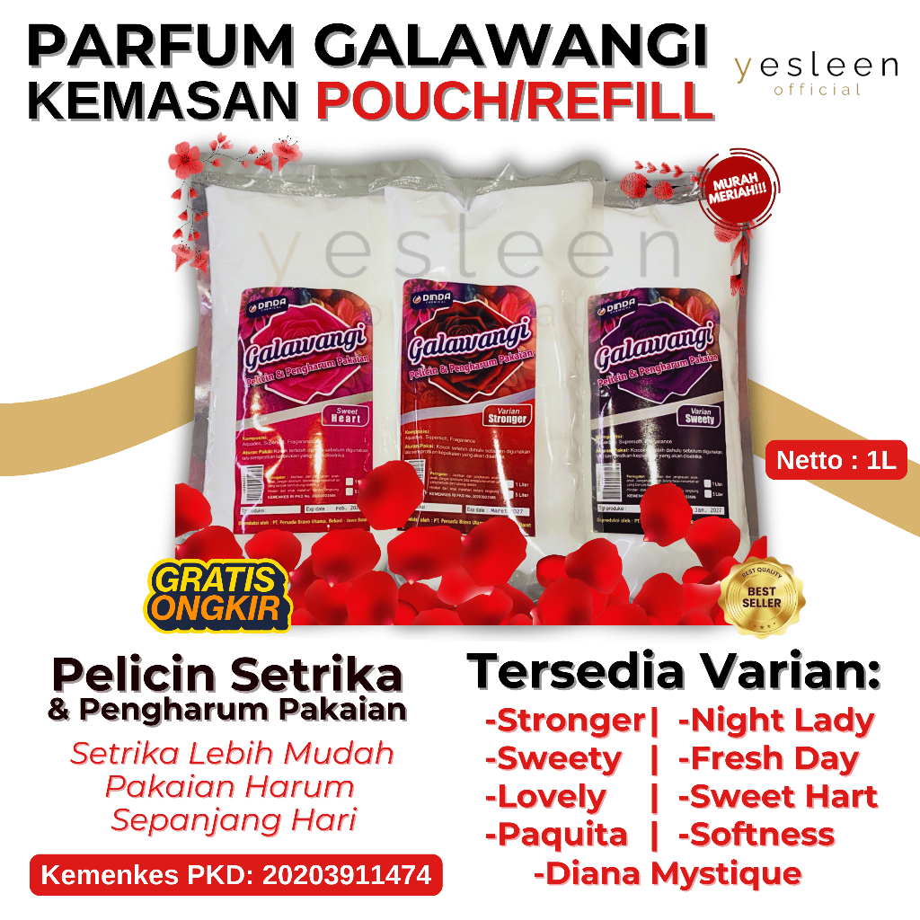 [POUCH] Parfum Laundry Galawangi Refill/Pouch | Pewangi & Pelicin Pakaian Laundry UK 1Liter All Vari