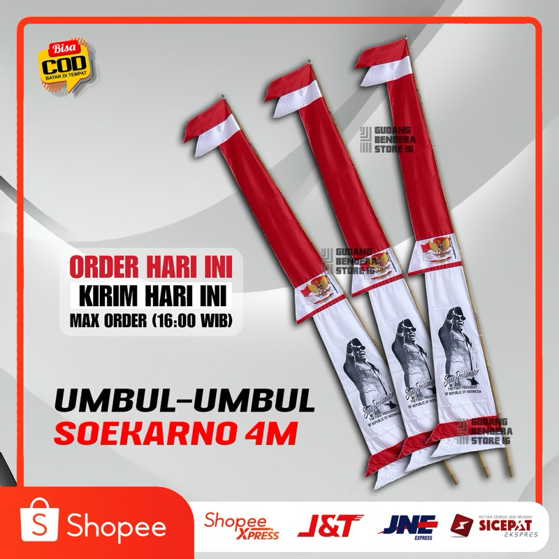 BENDERA UMBUL UMBUL SOEKARNO PANJANG 4M