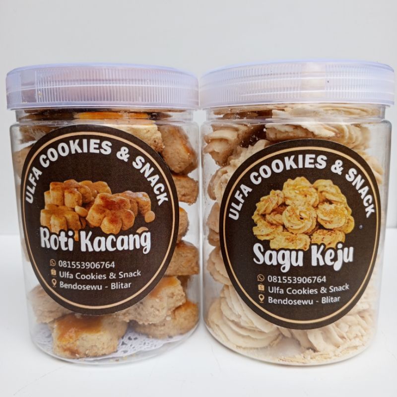 

Paket 2 Toples Kue Kering ( Roti Kacang Dan Sagu Keju) Kemasan Toples 600 ml