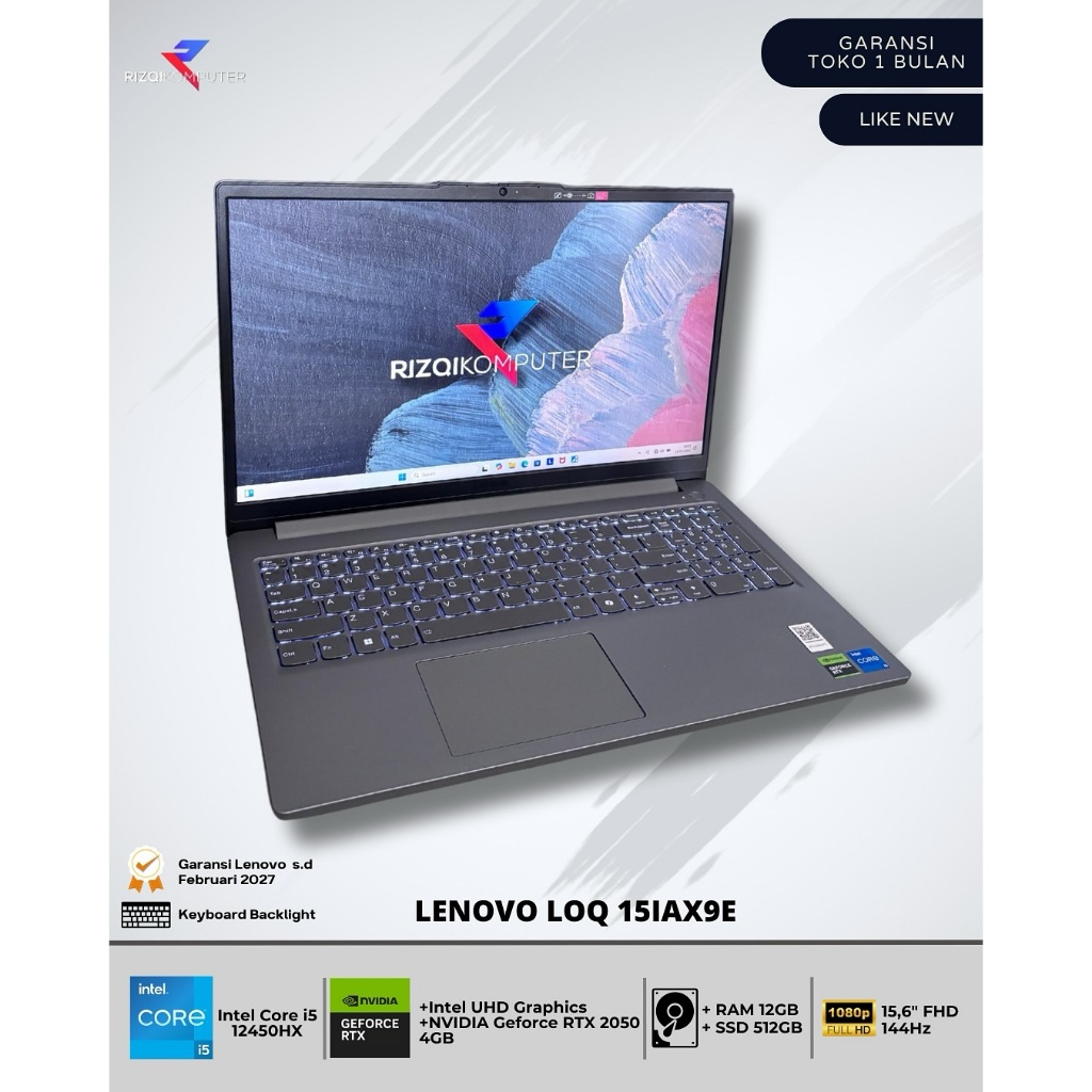 Lenovo LOQ 15IAX9E Intel Core i5-12450HX Ram 12GB SSD 512GB bgh