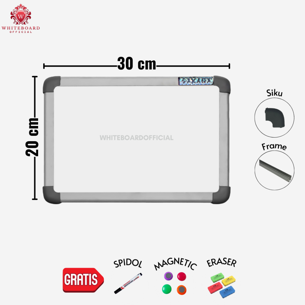 

SAKANA Papan Tulis White Board 20x30cm / Whiteboard Magnet Gantung Mudah Dihapus & Ditempel Magnet