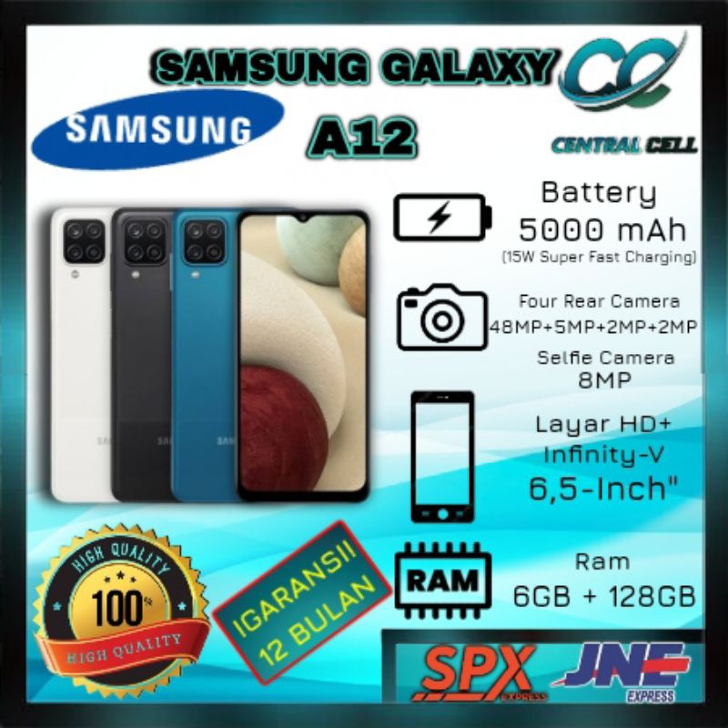 [NEW] HP SAMSUNG A12 Ram 6GB+128GB { Camera 48MP + Display 6,5 inches + Battery 5000mAh} GARANSI 1 T