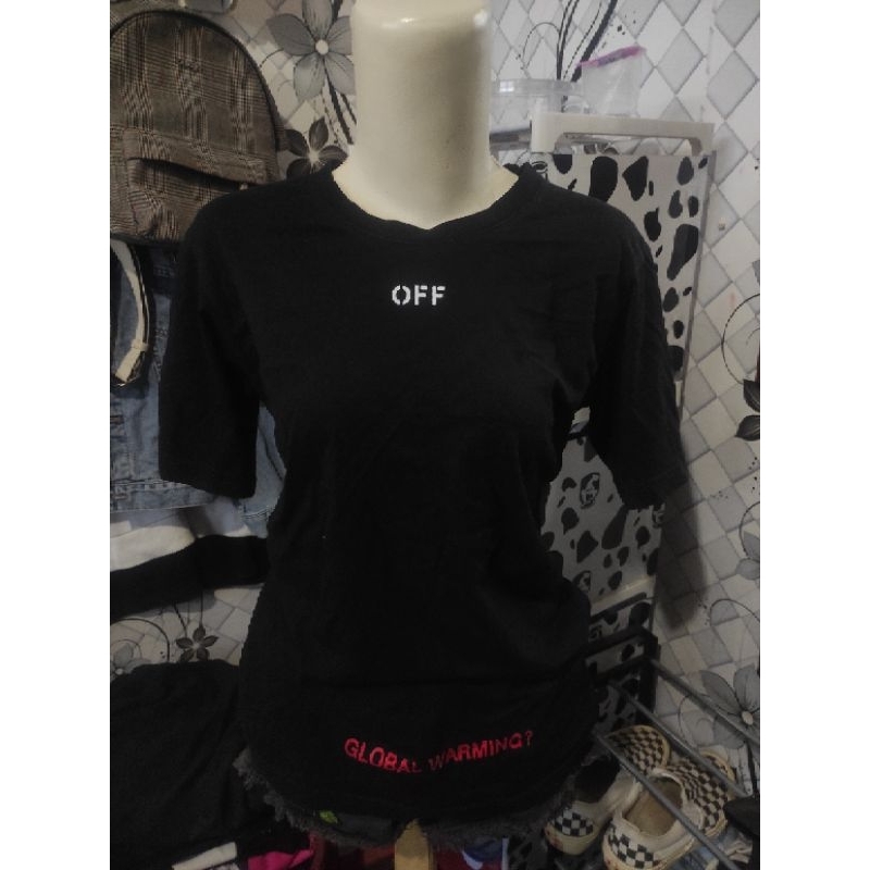 kaos off white second, bekas/thift