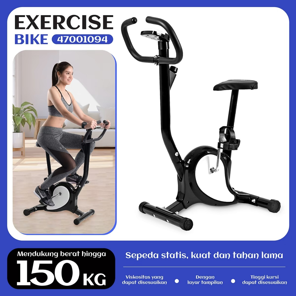 HTD SPORT Sepeda Statis Berkualitas KUAT HINGGA 150KG Spinning Bike Alat Fitness Gym Exercise Black