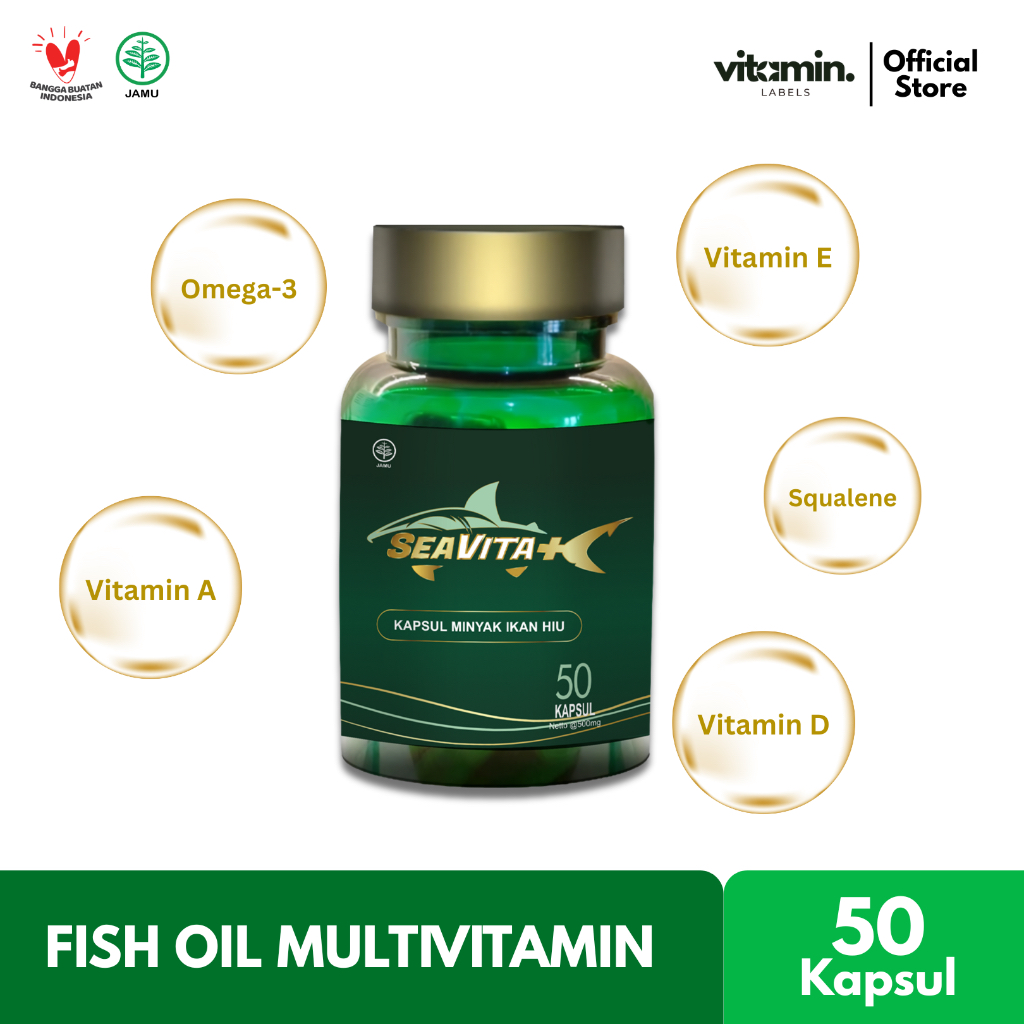 SEAVITA+ Suplemen Kapsul Jamu Obat Tradisional Minyak Hati Ikan Hiu Fish Oil Omeheart Wellness Vitam